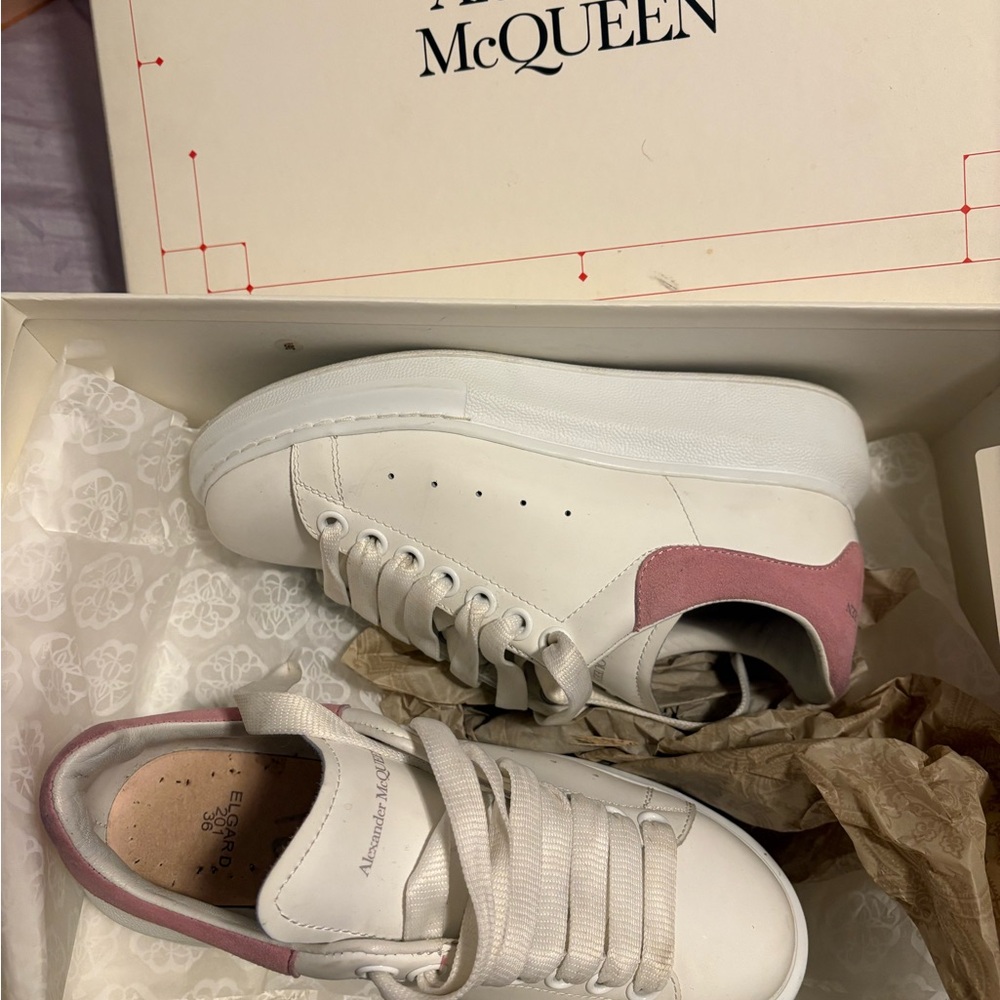 Alexander McQueen White and Pink Oversized Sneakers